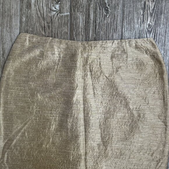 Dana Buchman Silk Skirt Womens 10 Pencil Striped 90s Preppy Shiney Classic Work - Picture 4 of 7